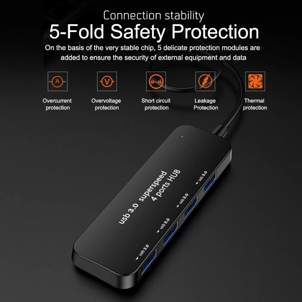 HUB MULTIPLO 4 PORTE USB 3.0 SUPER VELOCE COMPUTER CON CONNETTORE USB Q-HU301