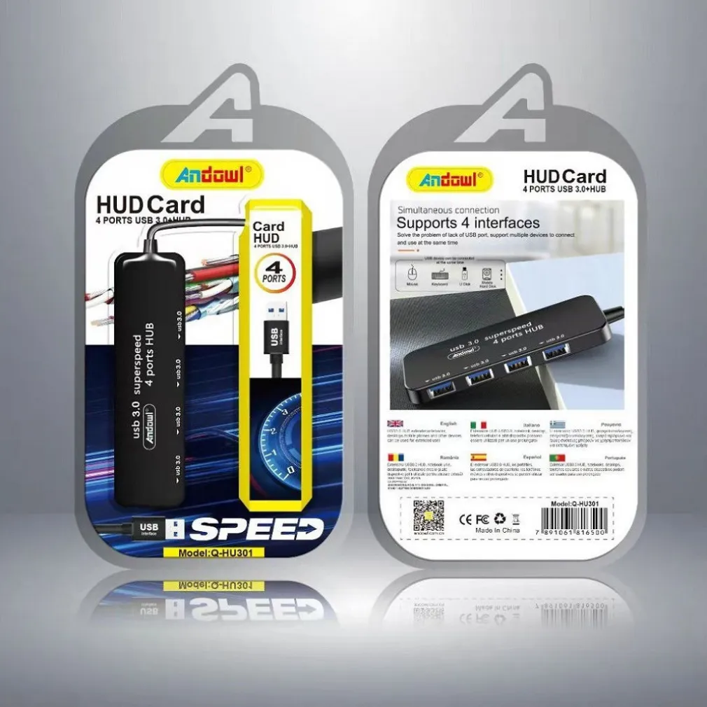 HUB MULTIPLO 4 PORTE USB 3.0 SUPER VELOCE COMPUTER CON CONNETTORE USB Q-HU301