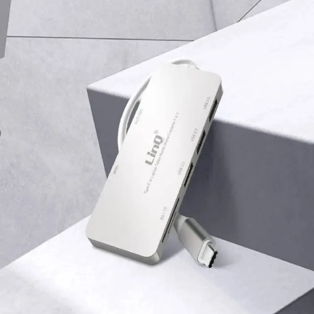 HUB TYPE-C 7IN1 USB-C PD HDMI 4K USB3.0 2XUSB2.0 LETTORE SCHEDA MICROSD/SD TPC-8701