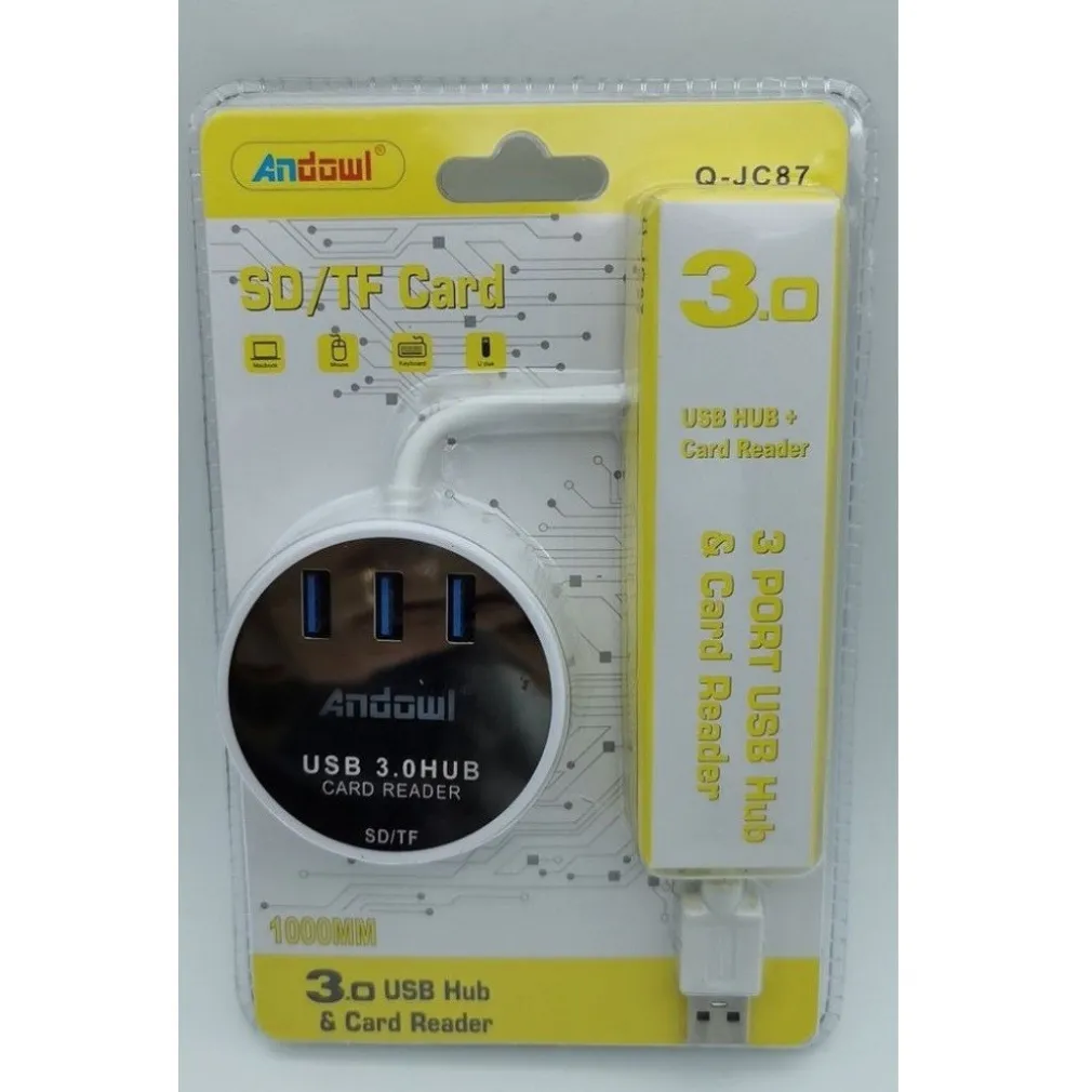 HUB USB 3.0 3 PORTE LETTORE SCHEDE CONNESSIONE USB PER PC WINDOWS MAC OS Q-JC87