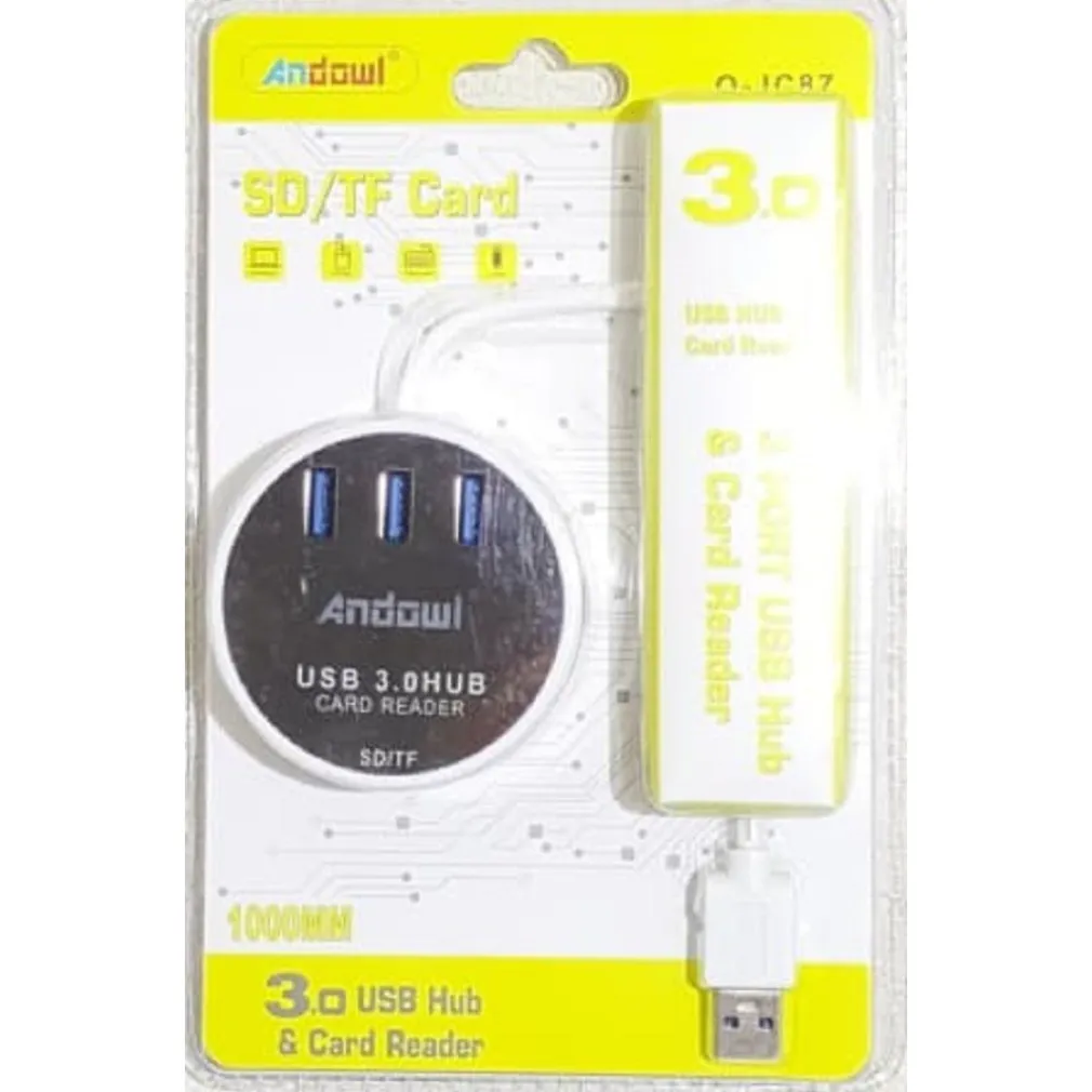 HUB USB 3.0 3 PORTE LETTORE SCHEDE CONNESSIONE USB PER PC WINDOWS MAC OS Q-JC87