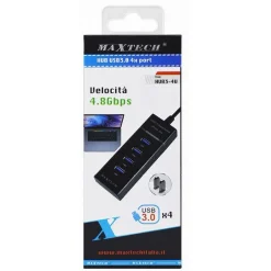 HUB USB 3.0 4 PORTE MULTIPRESA PORTATILE SDOPPIATORE VELOCITA' 4.8 GBPS HUB3-4U