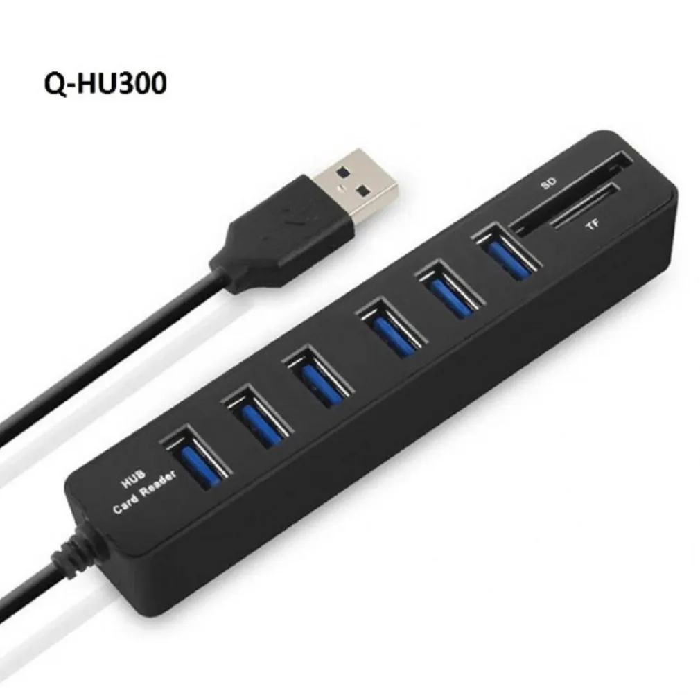 HUB USB 3.0 A 8 PORTE CON SLOT PER SCHEDE SD TF COMPUTER LAPTOP HI-SPEED Q-HU300