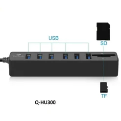 HUB USB 3.0 A 8 PORTE CON SLOT PER SCHEDE SD TF COMPUTER LAPTOP HI-SPEED Q-HU300