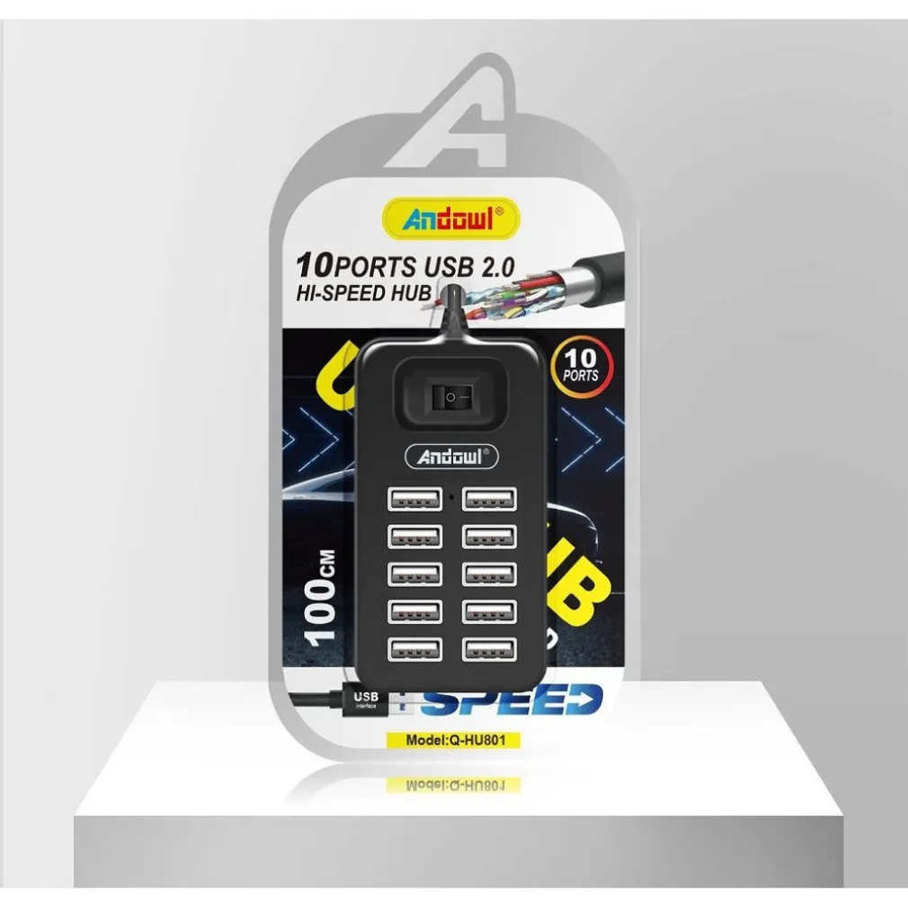 HUB USB 2.0 ALTA VELOCITÀ ESTENSORE A 10 PORTE USB COMPUTER CAVO 100CM Q-HU801