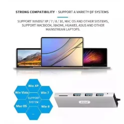 HUB USB 3 PORTE USB3.0 + 1 SLOT MICRO SD PORTATILE DISSIPAZIONE DEL CALORE Q-T89