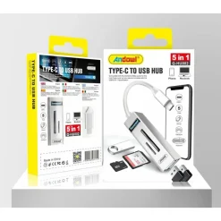 HUB USB Q-HU802 5 IN 1 ADATTATORE DA TIPO C A USB 3.0 CON CONNESSIONE DI TIPO C