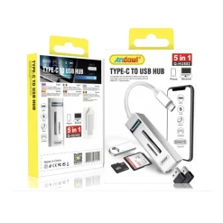HUB USB Q-HU802 5 IN 1 ADATTATORE DA TIPO C A USB 3.0 CON CONNESSIONE DI TIPO C