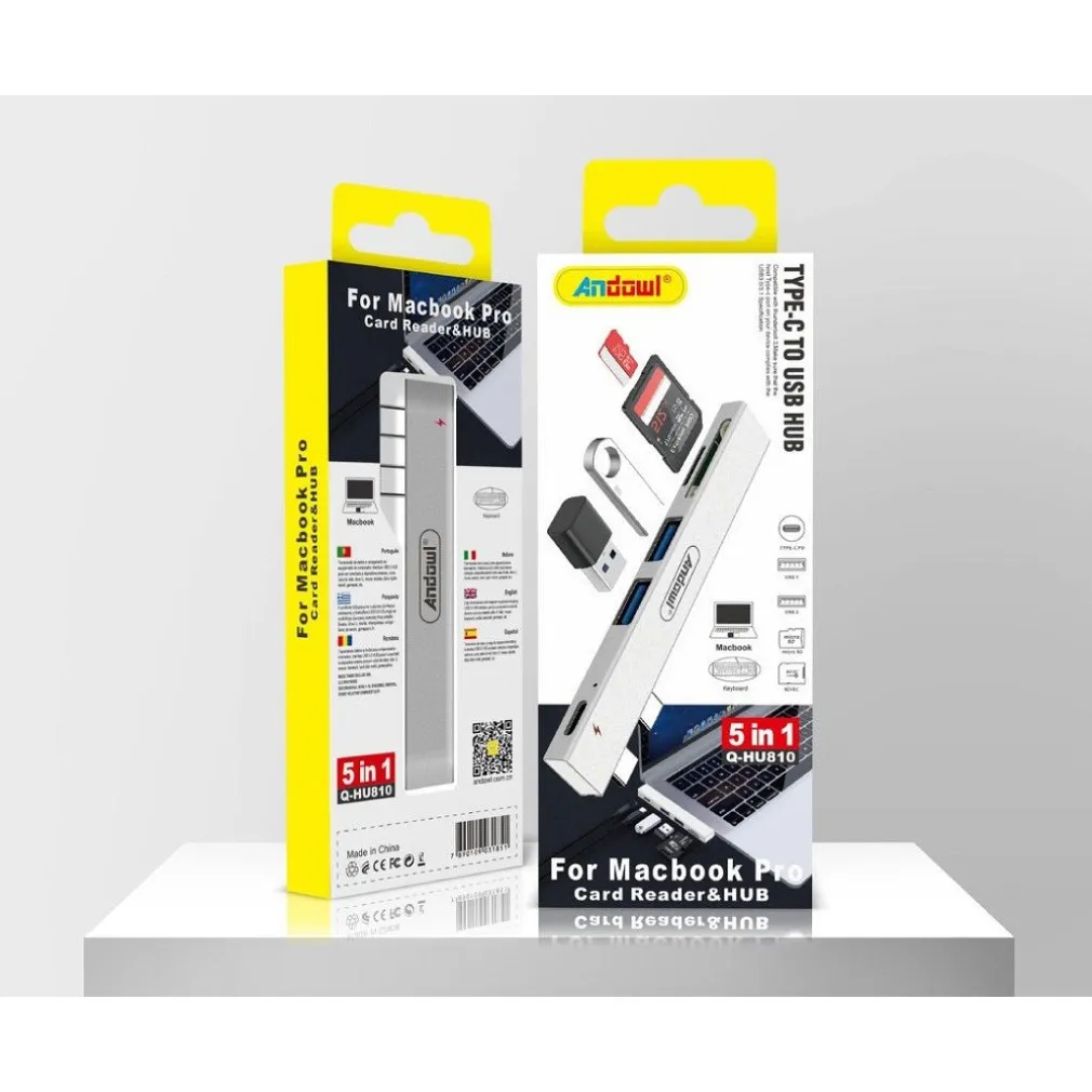HUB USB Q-HU810 5IN1 DA TIPO C A HUB USB PER MACBOOK PRO CON CONNESSIONE TIPO C