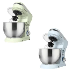 IMPASTATRICE PLANETARIA DA CUCINA 1000W 5LT CON COPERCHIO PARASCHIZZI 3 GANCI 6 VELOCITÀ