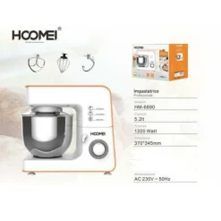 IMPASTATRICE PROFESSIONALE ROBOT CUCINA 5,2 LT 1200W PLANETARIA HOOMEI HM-6890