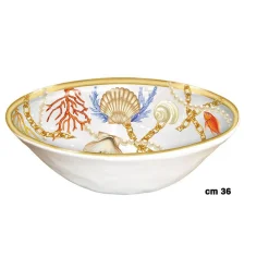 INSALATIERA CIOTOLA TONDA CONCHIGLIE CORALLI STILE MARINO CENTRO TAVOLA DECOR