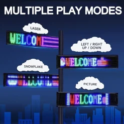 INSEGNA A LED PROGRAMMABILE CONTROLLO APP BLUETOOTH A SCORRIMENTO USB PIEGHEVOLE AUTO