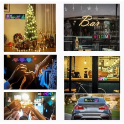 INSEGNA A LED PROGRAMMABILE CONTROLLO APP BLUETOOTH A SCORRIMENTO USB PIEGHEVOLE AUTO