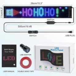 INSEGNA A LED PROGRAMMABILE CONTROLLO APP BLUETOOTH A SCORRIMENTO USB PIEGHEVOLE AUTO