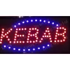 INSEGNA LUMINOSA A LED CON SCRITTA KEBAB CON GANCI 50 X 25 CM 220V