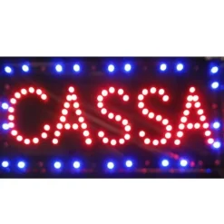 INSEGNA LUMINOSA INSEGNE LUMINOSE A LED CON SCRITTA CASSA CON GANCI 50 X 25 CM