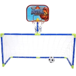 INSIEME SPORT DI PALLACANESTRO CALCIO PIEGHEVOLE PORTATILE BAMBINI POMPA REGALO