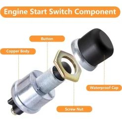 INTERRUTTORE AVVIAMENTO MOTORE CLACSON PULSANTE SPST 50A 12V PER AUTO BARCA MOTO