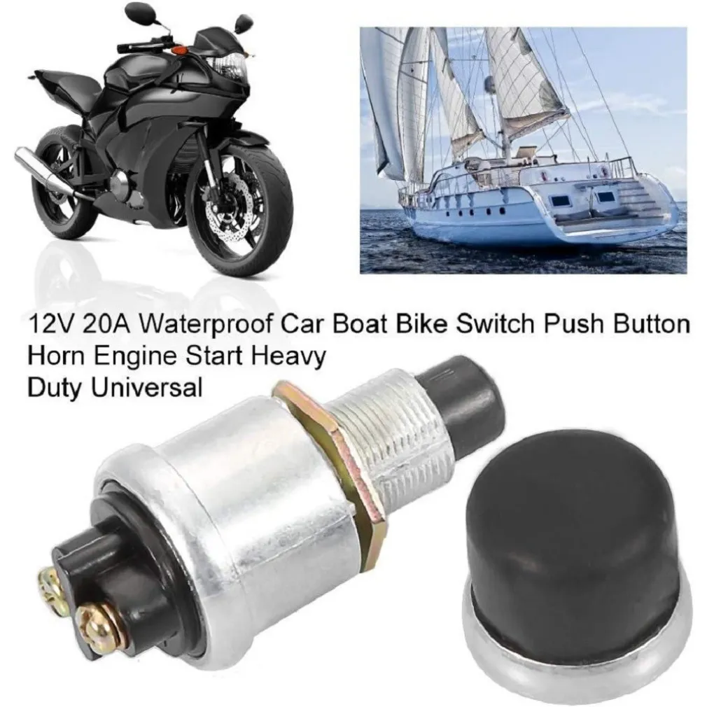INTERRUTTORE AVVIAMENTO MOTORE CLACSON PULSANTE SPST 50A 12V PER AUTO BARCA MOTO