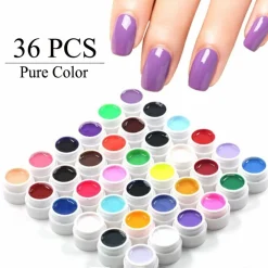 KIT 36 COLOR GEL UV COLORATI LIDAN PER RICOSTRUZIONE UNGHIE NAIL ART PURE POLISH