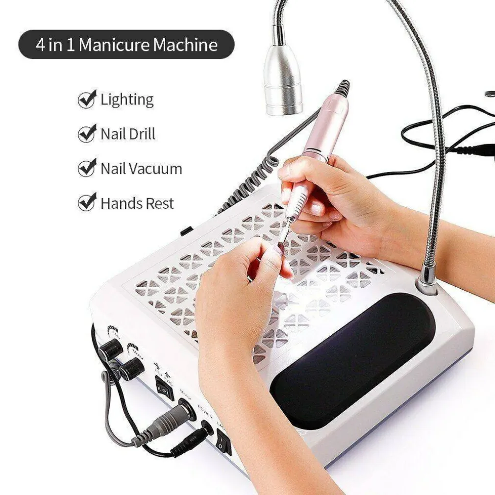 KIT 4 IN 1 ESTETISTA ASPIRATORE FRESA LAMPADA MANICURE PEDICURE NAIL ART UNGHIE