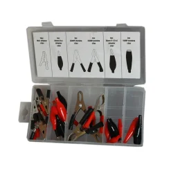 KIT 28 MORSETTI A COCCODRILLO PINZE CON CAPPUCCIO IN PLASTICA MORSETTI BATTERIA