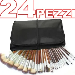 KIT 24 PENNELLI TRUCCO MAKE UP POCHETTE PORTAPENNELLI IN ECOPELLE PROFESSIONALE