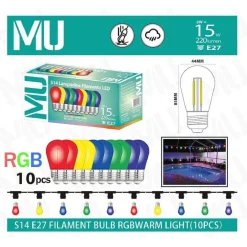 KIT 10 PEZZI LAMPADINA LED ABS ACRILICO 220 LM LUCE CALDA COLORATA FILAMENTO E27