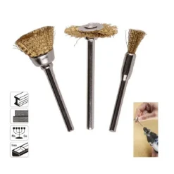 KIT 3 PEZZI SPAZZOLE METALLO PER LUCIDATURA DM 3.1MM COLOR ORO PULITRICE 92134