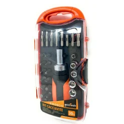 KIT 30 PZ CACCIAVITI A CRICCHETTO MULTIUSO INSERTI PUNTE A CROCE TORX ESAGONALI