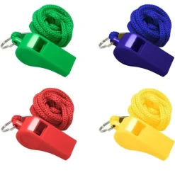 KIT 4 PZ FISCHIETTI IN PLASTICA CON CORDINO PER COACH ALLENATORI CALCIO ARBITRO