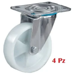 KIT 4 RUOTE NYLON ROTELLE RUOTA ROTELLA PER CARRELLO CARRELLI STAFFA GIREVOLE