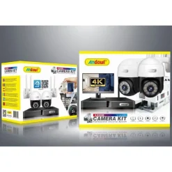 KIT 2 TELECAMERE WI-FI PTZ 4K CON REGISTRATORE NVR SISTEMA DI SICUREZZA Q-S2000