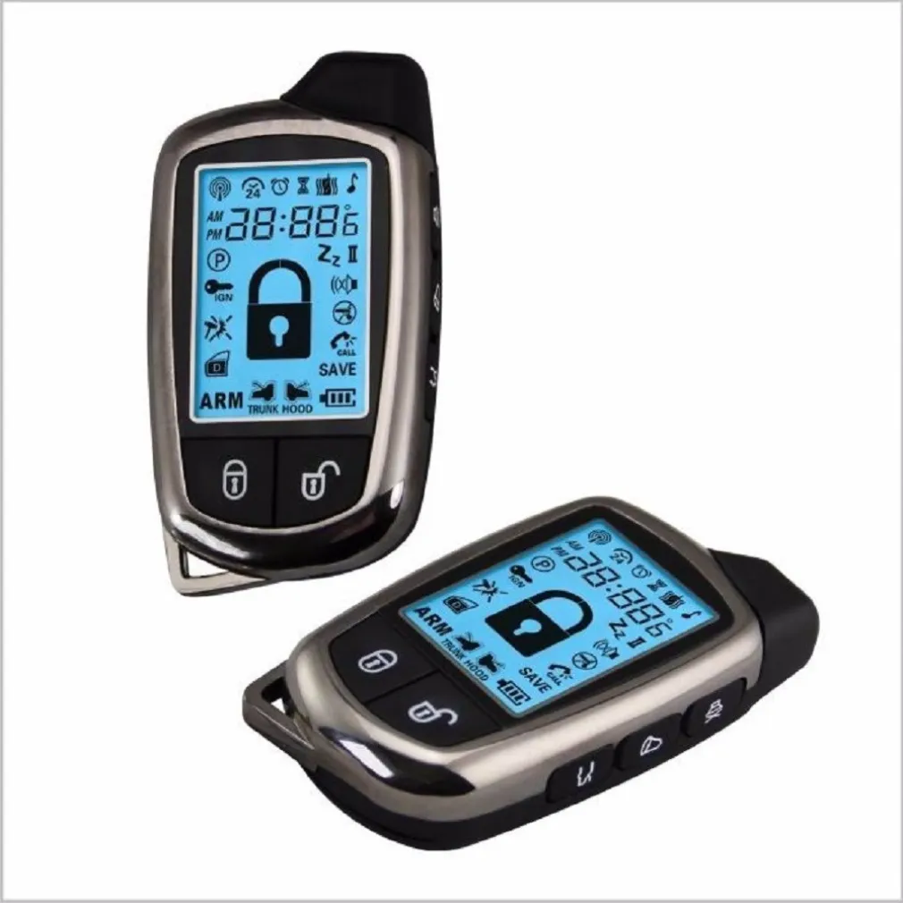 KIT ALLARME ANTIFURTO AUTO COMPLETO 2 TELECOMANDI 2 VIE LCD SIRENA CENTRALINA