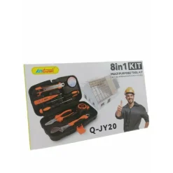 KIT ATTREZZI MULTIUSO 8 IN 1 VALIGIA CASSETTA CON 8 STRUMENTI FAI DA TE Q-JY20