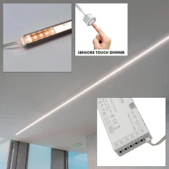 KIT BARRA LED 12W PROFILO ALIMENTATORE 24W 12V LUCE 4000K DIMMERABILE SENSORE TOUCH
