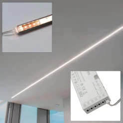 KIT BARRA LED 12W PROFILO ALLUMINIO ALIMENTATORE 24W 12V LUCE 4000K SENSORE DOPPIO