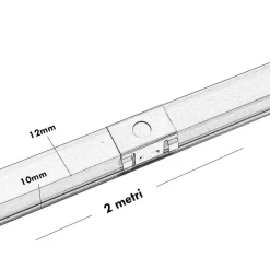 KIT BARRA LED 12W PROFILO ALLUMINIO ALIMENTATORE 24W 12V LUCE 4000K SENSORE DOPPIO