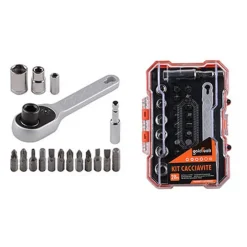 KIT CACCIAVITE CRICCHETTO MULTIUSO 28PZ MAGNETICO CON TESTE INTERCAMBIABILI 92186
