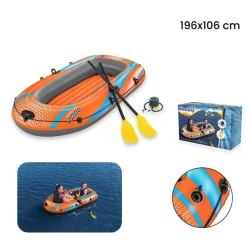 KIT CANOTTO GONFIABILE 196X106CM KONDOR ELITE 2000 CON REMI POMPA A PEDALE 61141