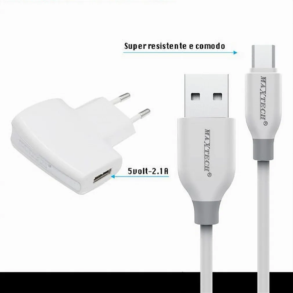 KIT CARICABATTERIA ADATTATORE DI RICARICA CON CAVO MICRO USB 1MT MAXTECH CA-S036