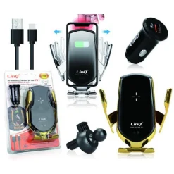 KIT CARICABATTERIA WIRELESS 3 IN 1 PER AUTO UNIVERSALE ADATTATORE CAVI JJT-877