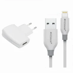 KIT CARICABATTERIE + CAVO USB CONNETTORE LIGHTNING 10W 2.1A 1MT MAXTECH CA-S035