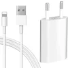 KIT CARICABATTERIE CARICATORE CAVO USB LIGHTNING IPHONE 1A 5W 1MT CA-S041 RICARICA