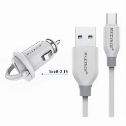 KIT CARICABATTERIE CARICATORE DA AUTO + CAVO MICRO USB 1MT 10WATT MAXTECH MA-S03