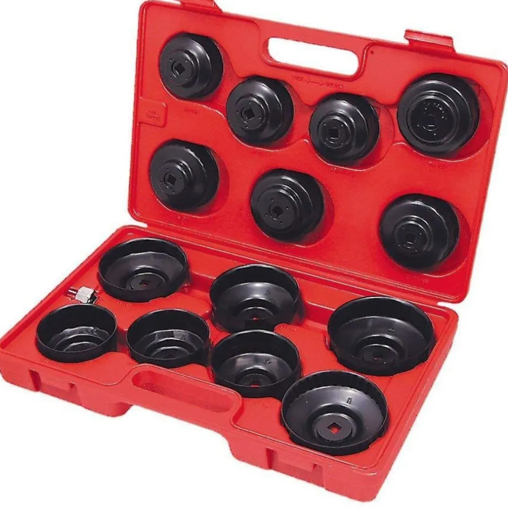 KIT CHIAVE A TAZZA PER FILTRO OLIO 15 PZ AUTO UNIVERSALE CRHOME VANADIUM