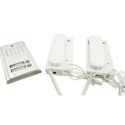 KIT CITOFONO BIFAMILIARE CORNETTA PULSANTE APRI CANCELLO 2 CITOFONI RL3208AA