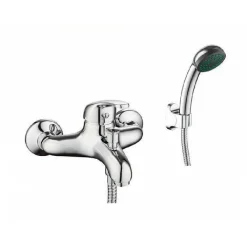 KIT COMPLETO RUBINETTO MISCELATORE VASCA DA BAGNO + DOCCETTA CROMATO TARANTO