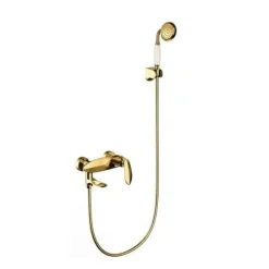 KIT COMPLETO RUBINETTO MISCELATORE VASCA DA BAGNO + DOCCETTA DORATA LUXURY